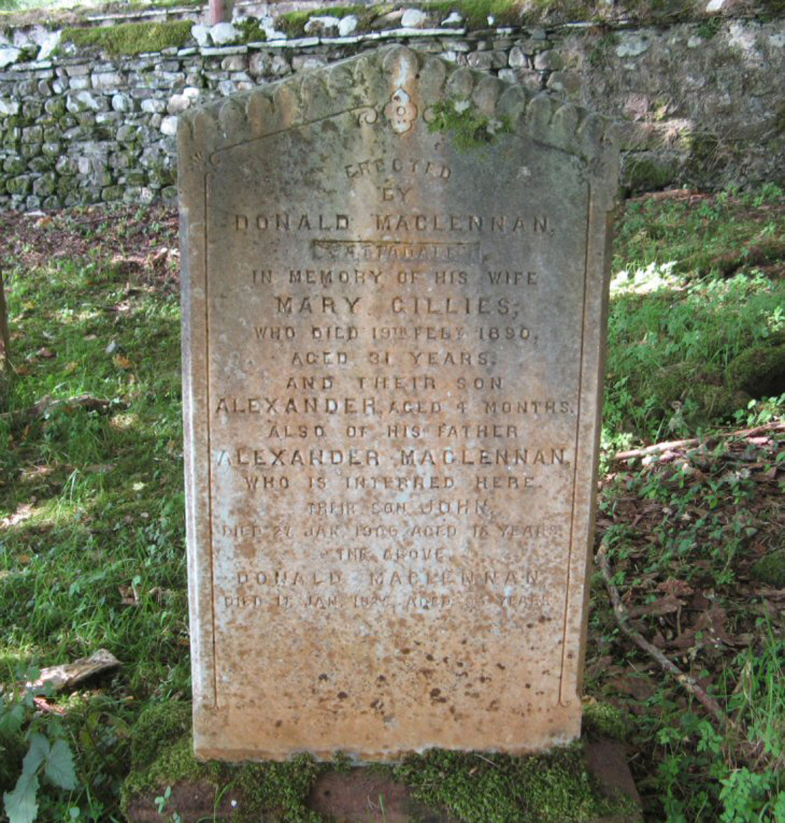 Photo of headstones/Donald MacLennan died 1935 MI Lochcarron Old